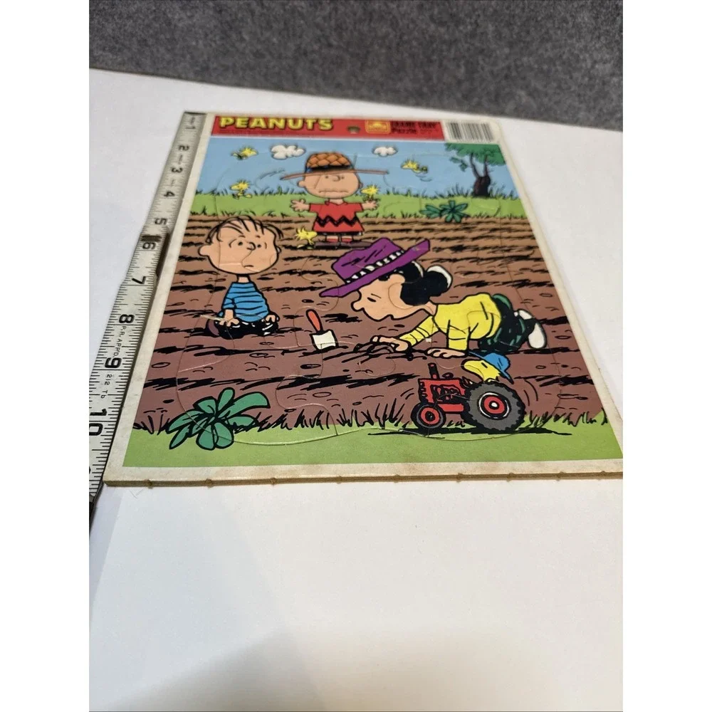Peanuts Charlie Brown Puzzle Cardboard Frame Tray Vintage